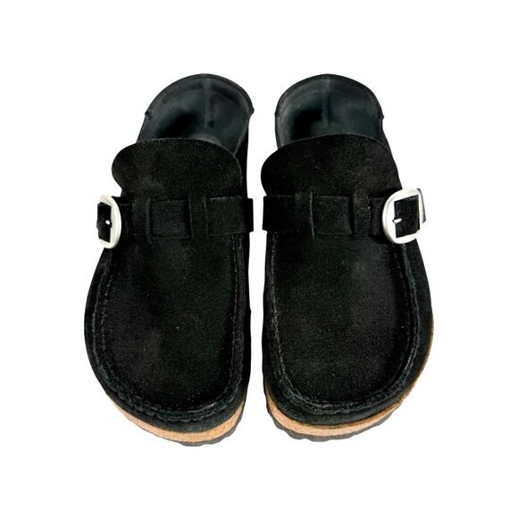 Birkenstock Buckley Black Suede Leather Slip On Clog Women’s Size 38 US 7 NEW - Picture 3 of 8